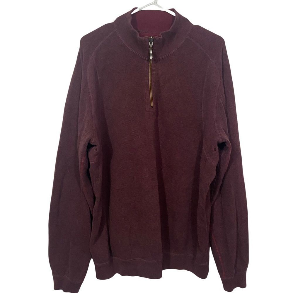 Tommy Bahama Crimson Half Zip Pullover Sweater